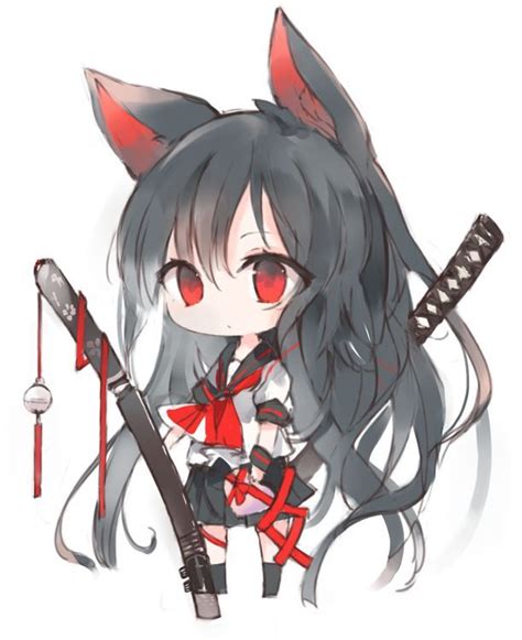 Samurai Neko Cute Anime Chibi Anime Chibi Chibi Girl