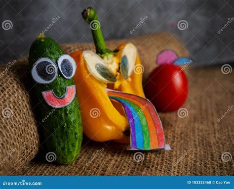 Funny Vegetables With Funny Faces Vegetables Characters Stock Photo