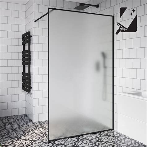 Dw99 1200mm 10mm Black Frame Frosted Glass Shower Screen Rrp £549