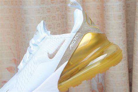 Nike Air Max 270 White Gold Glitter Swoosh