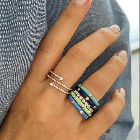 Colorful Enamel Stack Rings Multi Color Enamel Band Colored Etsy