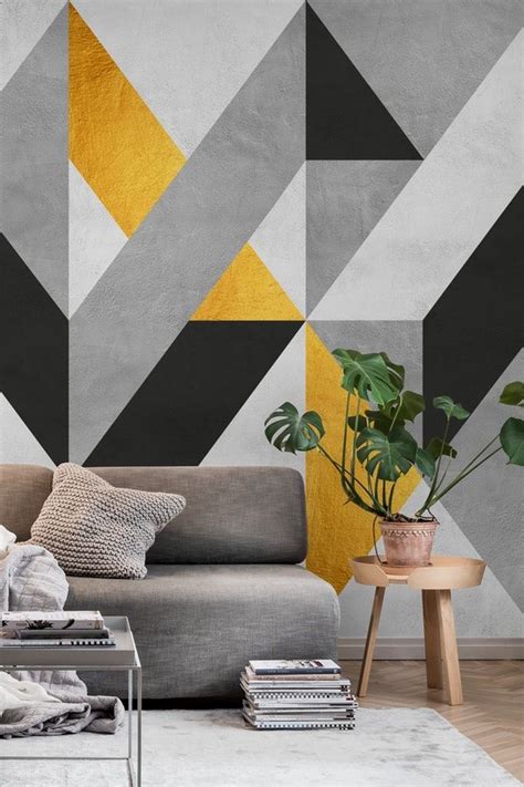 Gray And Gold Composition Ii Wallpaper Happywall Gray Minimalist