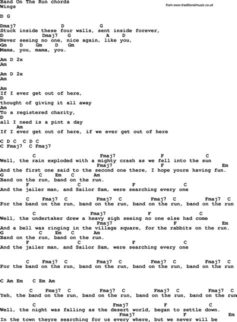 Song Lyrics With Guitar Chords For Band On The Run In 2023 Guitar