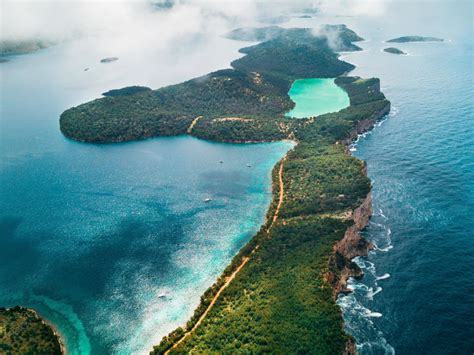 Desktop Wallpaper Aerial View Coast Tropical Island Nature Hd Image