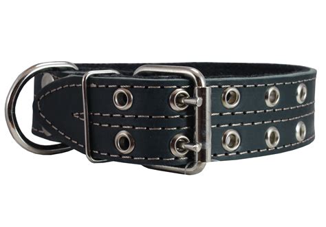 Genuine Leather Dog Collar Padded Black 15 Wide Fits 18 22 Neck