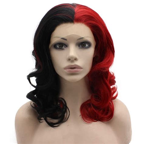 Half Black Half Red Wig