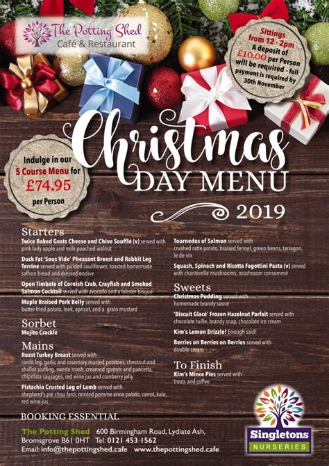 Christmas Day Lunch The Potting Shed Cafe