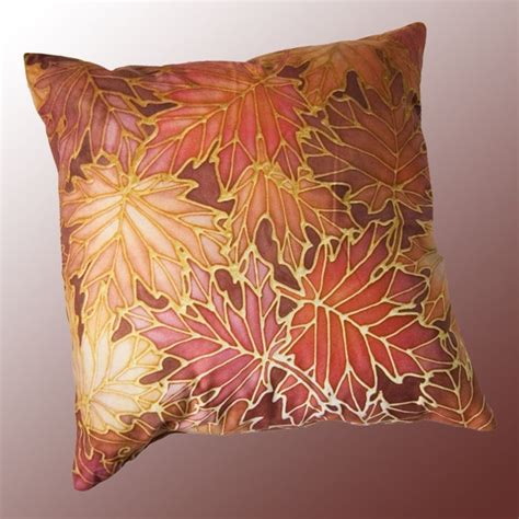 Fall Decor Throw Pillow Autumn Leaves Settee Cushion Maple Etsy