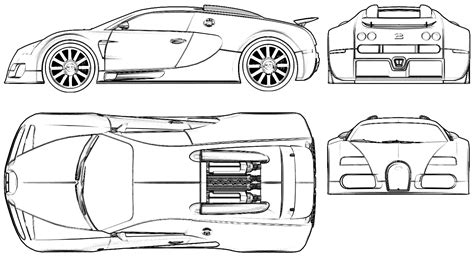 2005 Bugatti Veyron Eb 164 Coupe V2 Blueprints Free Outlines