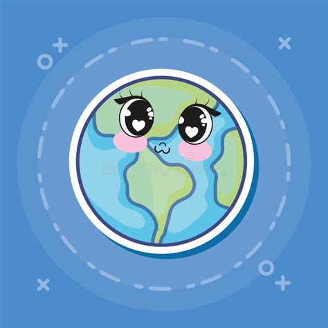 Icono Del Planeta De La Tierra De Kawaii Ilustración Del Vector