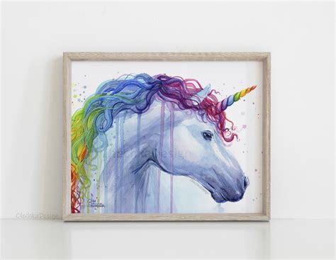 Unicorn Art Unicorn Prints Unicorn Painting Unicorn Watercolor