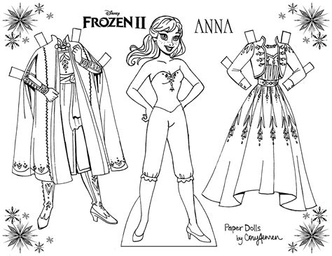 Coloring frozening pages free printable for kids anna and elsa. Frozen 2 coloring paper dolls of Elsa and Anna - YouLoveIt.com