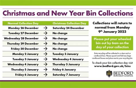 Seasonal Changes To Bin Collection Schedule Over Christmas And New Year