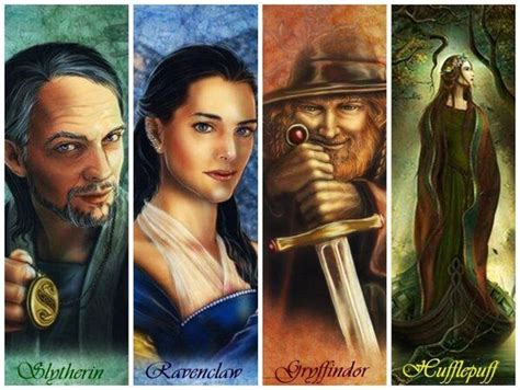 Godric Gryffindor Salazar Slytherin Rowena Ravenclaw And Helga Hufflepuff