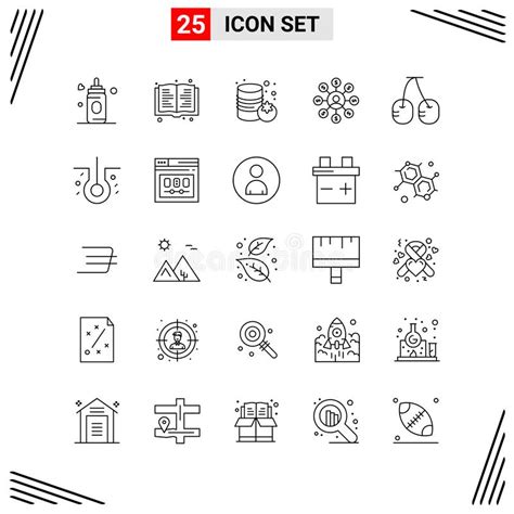 25 Icons Line Style Grid Based Creative Outline Symbols For Website