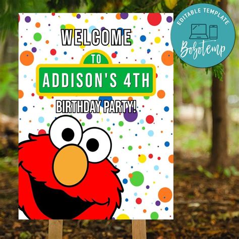 Printable Sesame Street Birthday Welcome Sign Instant Download