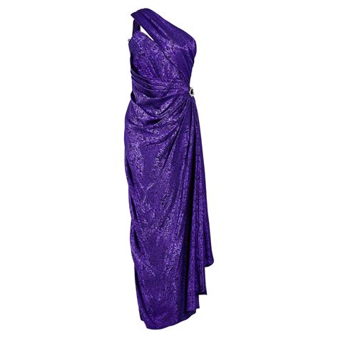 1980s Emanuel Ungaro Purple Jacquard Silk Drape Gown For Sale At 1stdibs