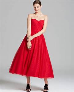 Lyst Ml Lhuillier Strapless Ballerina Dress In Red