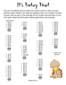 Thanksgiving printable worksheets in pdf format that you can use in your classroom for coloring activities, games, and more! Turkey Coordinate Graph by Hake Batter | Teachers Pay Teachers