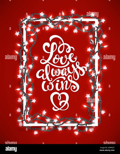 Poster With With Hand Drawn Lettering Love Always Wins Vector