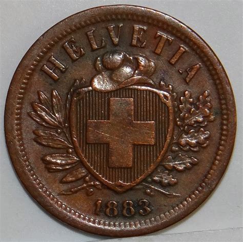 Monedas Antiguas Y Monedas De Error (Ancient And Error Coins.): Moneda Suiza Helvetia 1883 Error.
