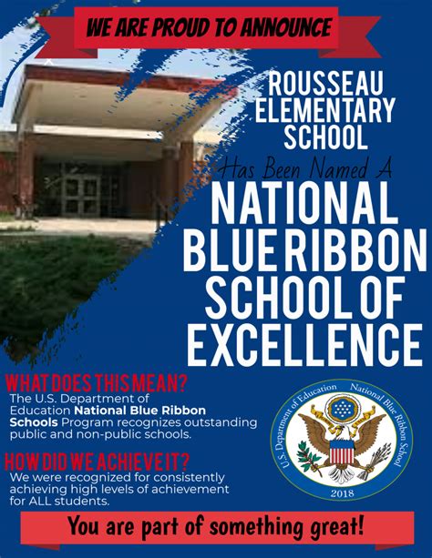 National Blue Ribbon School Of Excellence Rousseau Elementary