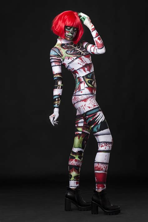 Occult Mummy Skeleton Full Body Halloween Catsuit Costume For Women