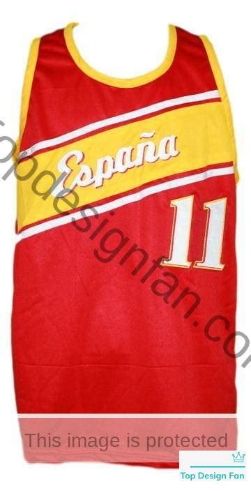 Ricky Rubio Team Spain Espana Basketball Jersey Red Top Design Fan