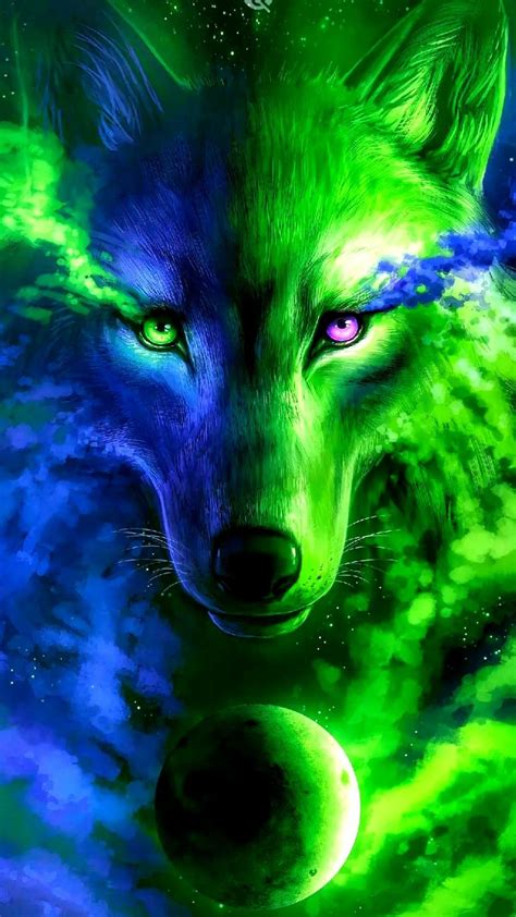 Blue And Green Wolf Wolf Wallpaper Galaxy Wolf Wolf Spirit Animal