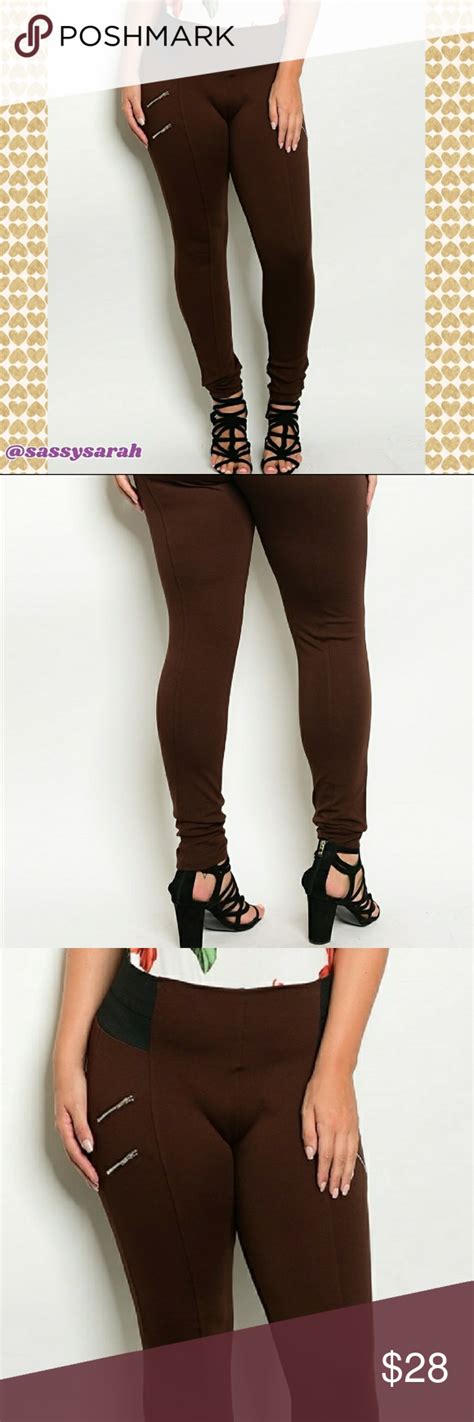 🆕plus Size Brown Stretch Panel Pants Fashion Clothes Design Pants