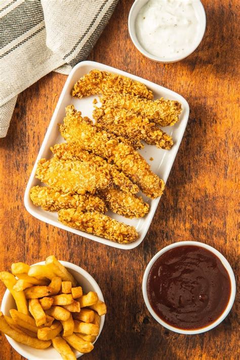 Breaded Fried Chicken Strips Stock Image Image Of Golden Fries