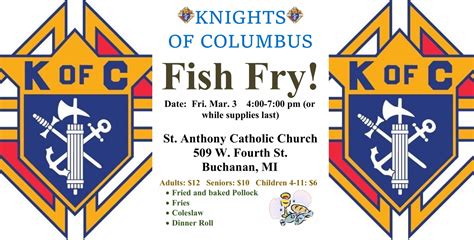 Upcoming Event Knights Of Columbus 2023 Fish Fry The Buchanan Chronicle