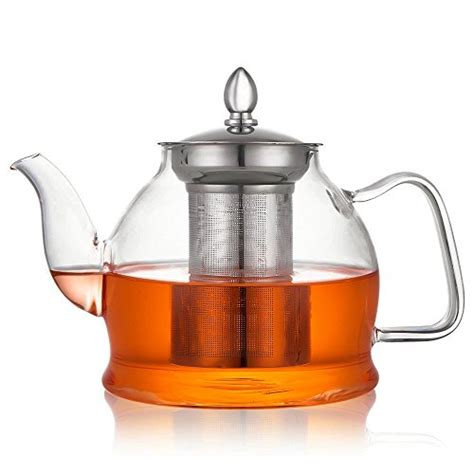 Hiware 1000ml Glass Teapot With Removable Infuser Microwavable And