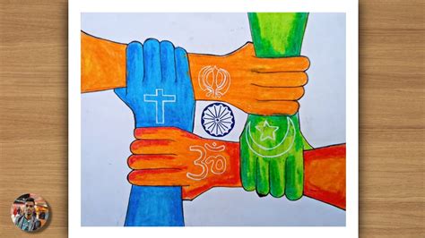 Unity In Diversityunited India Drawing With Oil Pastel Youtube
