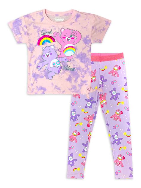 Care Bear Exclusive Girls Sequin Graphic Top And Legging 2 Piece Outfit Set Sizes 4 18