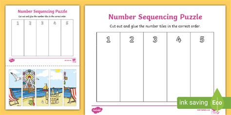 Seaside Themed Number Sequencing Puzzle Teacher Made