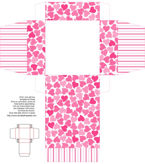 Printable Hearts Box 2 Sizes Available Papercrafts Printables