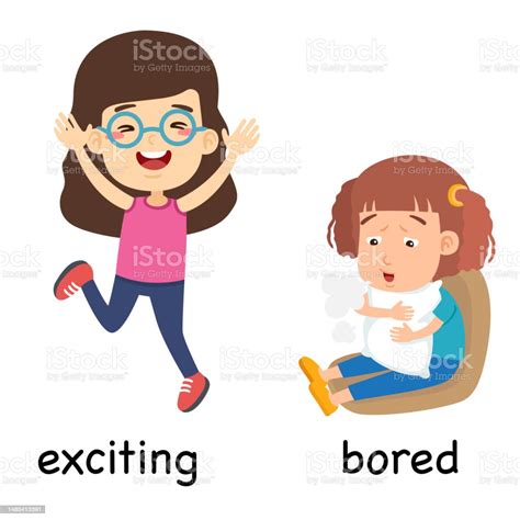 Opposite Exciting And Bored Vector Illustration Stock Illustration