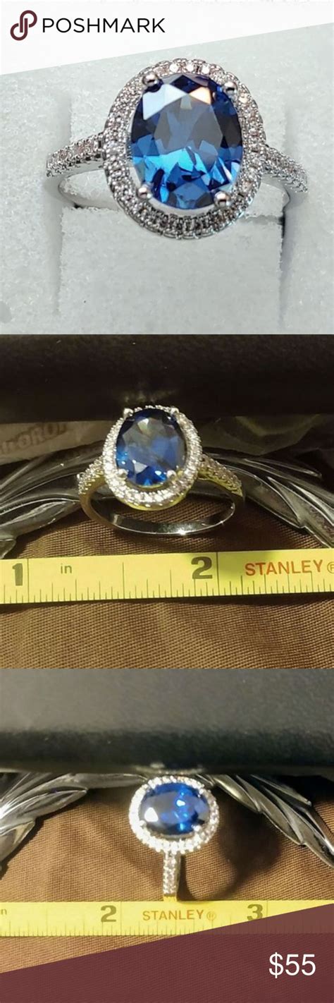 925 Sterling Silver Blue Diamond Sapphire 9 New 925 Solid Stamped