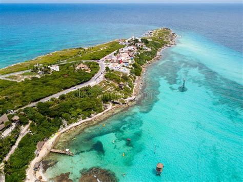 An Aerial View Of Isla Mujeres In Cancun Mexico Stock Image Image Of