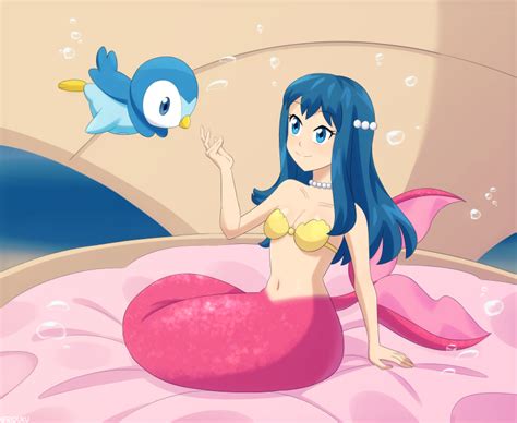 riouku commissions open on twitter dawn mermay 2023 pokemon dawn piplup mermay