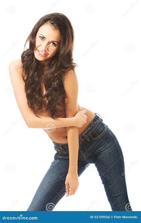 Portrait Of A Shirtless Woman Leans To The Camera Stock Photo Image Of Adult Person