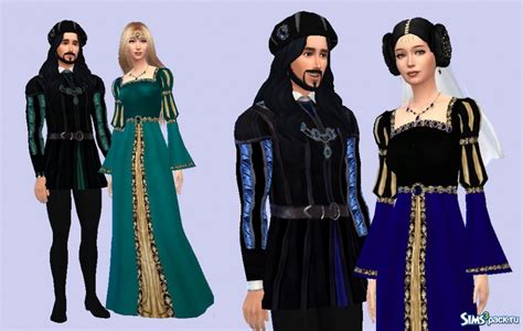 Скачать сет средневековой одежды Ваше Высочество от Leonalure для Симс 4