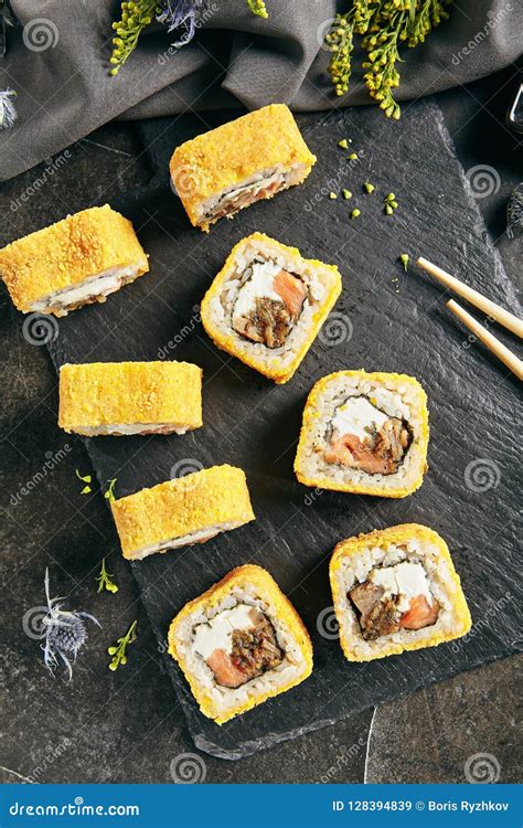 Hot Crispy Deep Fried Sushi Rolls Stock Image Image Of Burnt Kitchen
