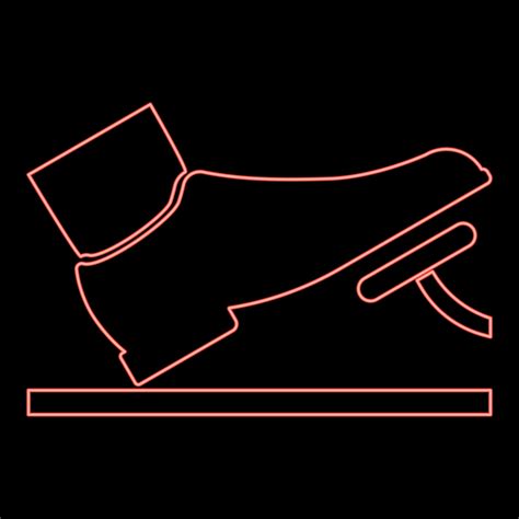 Neon foot pushing the pedal gas pedal brake pedal auto service concept