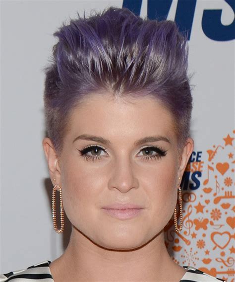 Kelly Osbourne Short Straight Alternative Emo Hairstyle Purple Hair Color