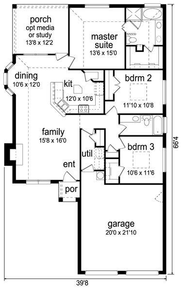 Design rooms that are large, but can have multiple purposes like a few oversized rooms, each with multiple purposes. one story house plans 1500 square feet 2 bedroom | 1500 Sq Ft. House Plans | 1500 sq ft house ...
