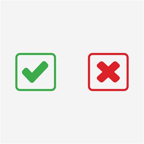 Wrong And Check Icon Vector Set No Yes Accept Decline Symbol Red