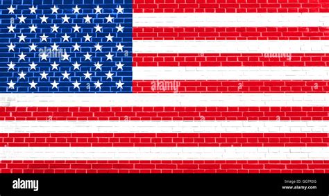 Flag Of The United States On Brick Wall Texture Background American