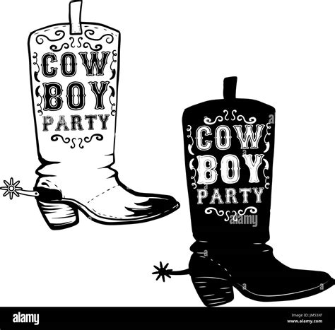Cowboy Party Hand Drawn Cowboy Boots Illustration Design Element For